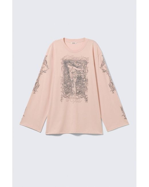 Monki Multicolor Printed Long-Sleeved Cotton T-Shirt