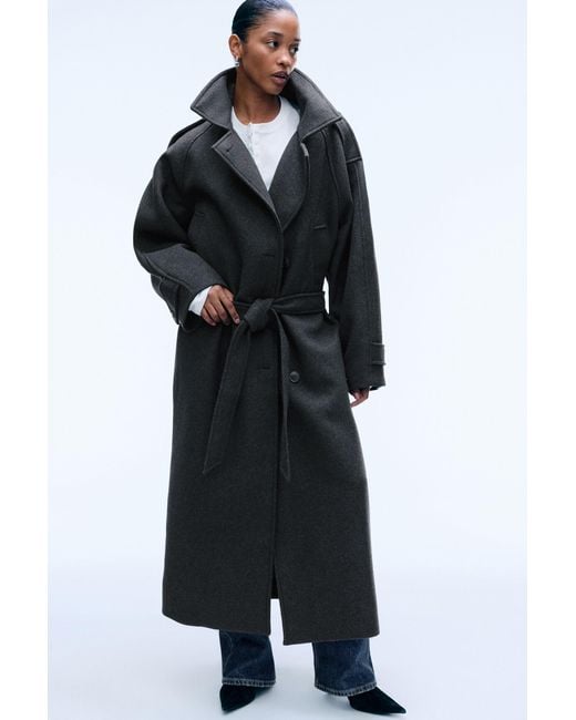 Weekday Black Belted Wool-Blend Coat