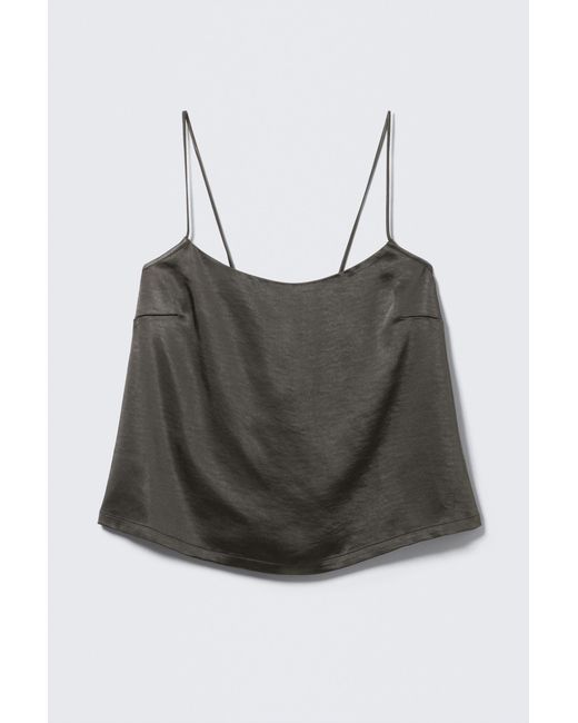 Weekday Black Washed Satin Pyjama Top