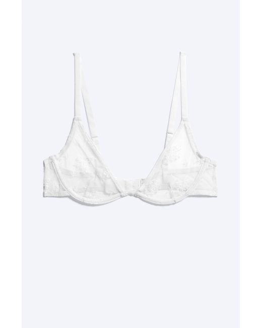Weekday White Lace Plunge Wire Bra
