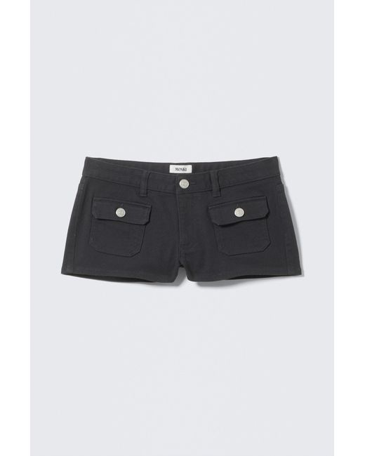 Monki Black Utility Pocket Mini Shorts