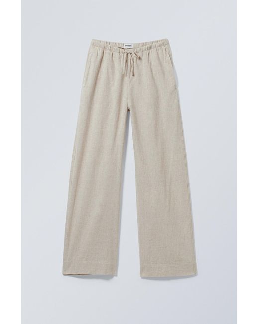 Weekday Natural Mia Linen Mix Trousers
