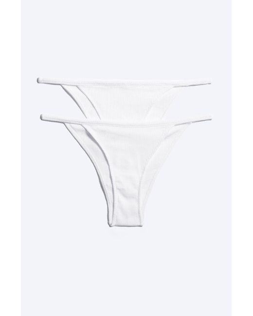 Weekday Brown 2-Pack Minimal Ribbed Tanga Brief