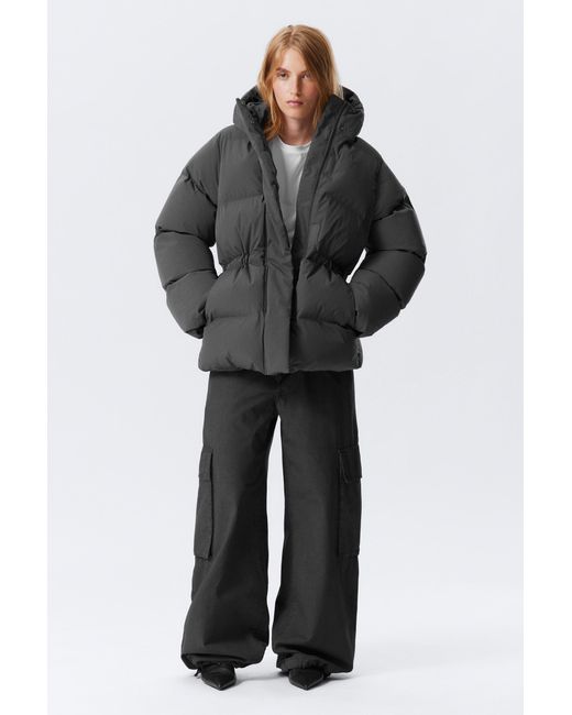 Weekday Black Waisted Puffer Jacket