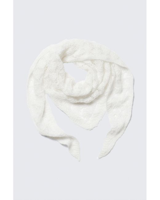 Monki White Textured Triangle Knit Scarf