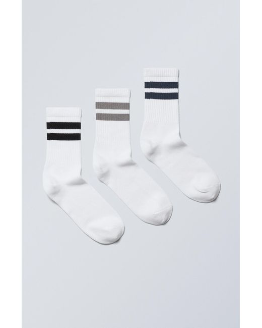 Weekday Multicolor 3-pack Striped Sport Socks for men