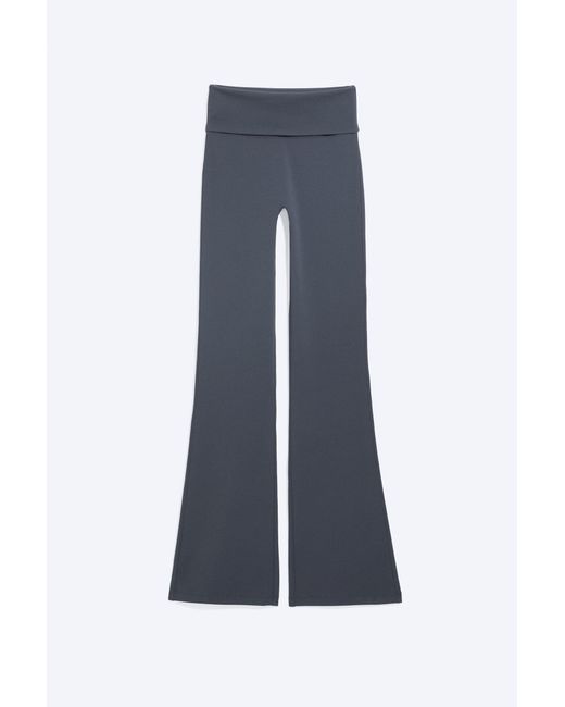 Weekday Blue Folded Waist Flared Yoga Tights