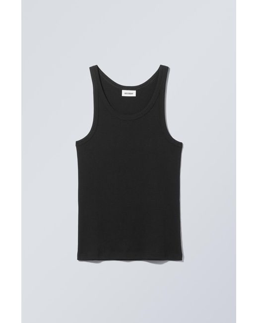 Weekday Black Matheus Rib Tank Top for men