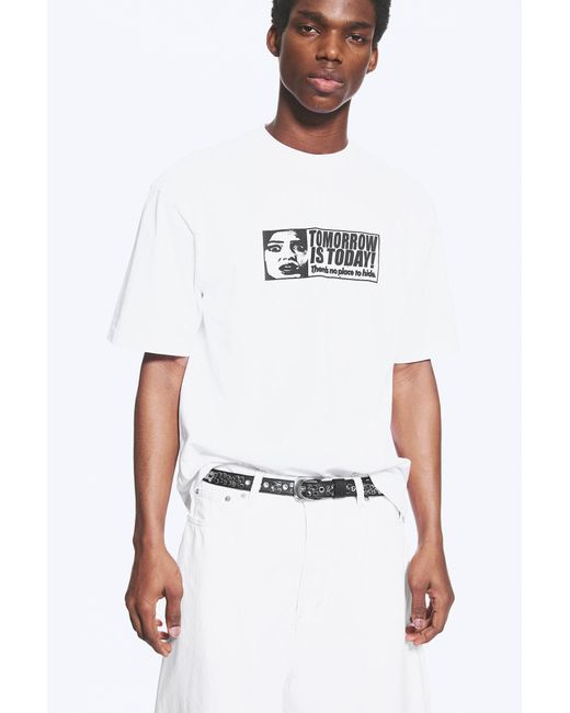 Weekday White Relaxed Graphic Printed T-Shirt for men