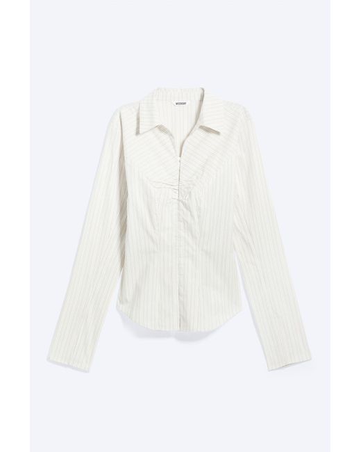 Weekday White Long-Sleeved Hook-And-Eye Top