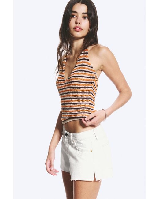 Monki White Crochet Halterneck Top