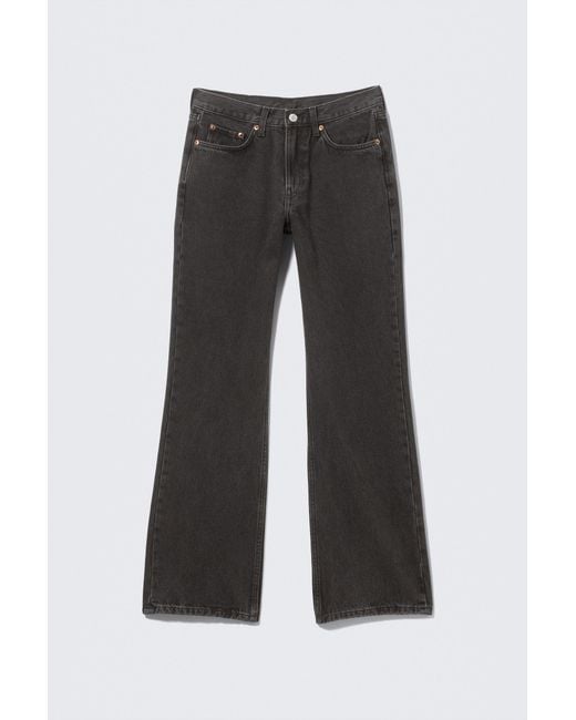 Weekday Black Moon Mid Rise Regular Bootcut Jeans