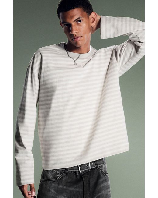 Weekday White Loose Boxy Long-Sleeved T-Shirt for men