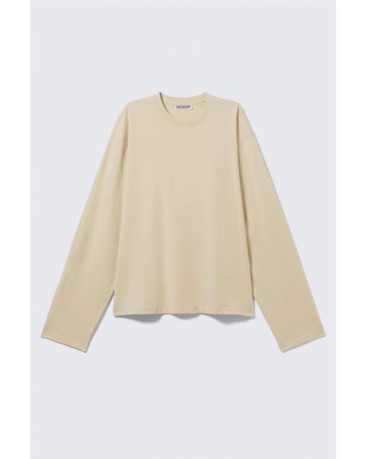 Weekday Natural Long-Sleeved Boxy Cotton T-Shirt