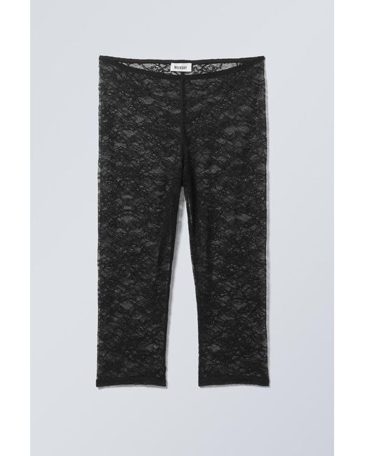 Weekday Black Lace Capri Trousers