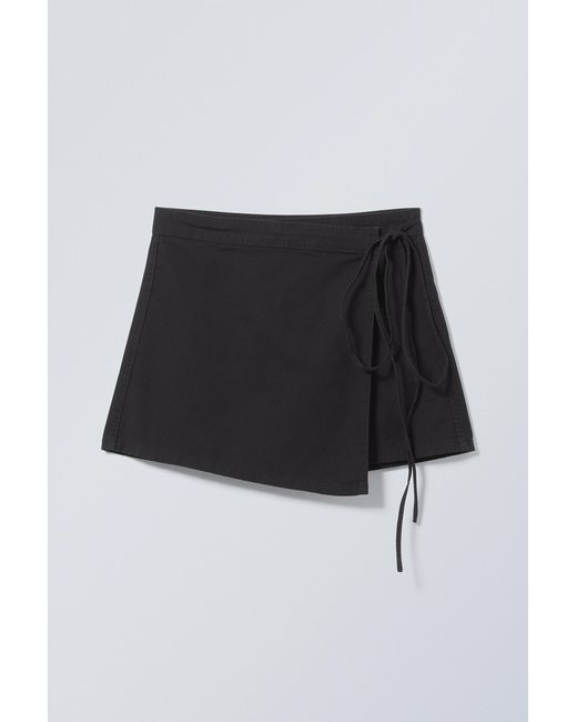 Weekday Black Wrap Mini Skirt