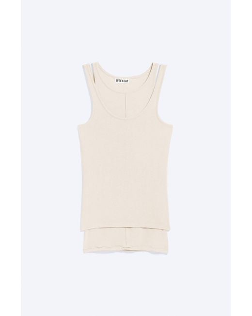 Weekday White Fitted Double‑Layer Jersey Tank