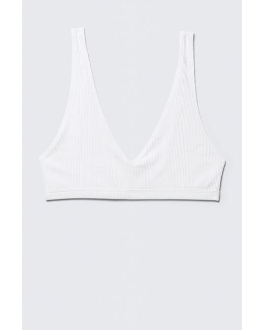 Weekday White Plunge Rib Soft Bra