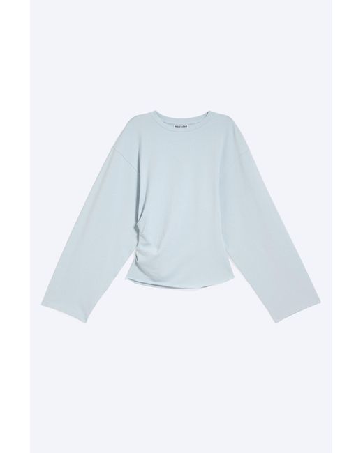 Weekday Blue Ruched Long-Sleeved T-Shirt