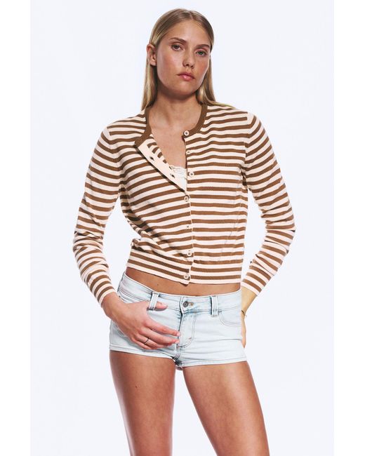 Monki White Fine Knitted Cotton Cardigan