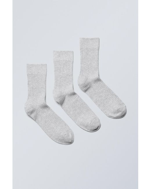 Weekday White 3-pack Selma Socks