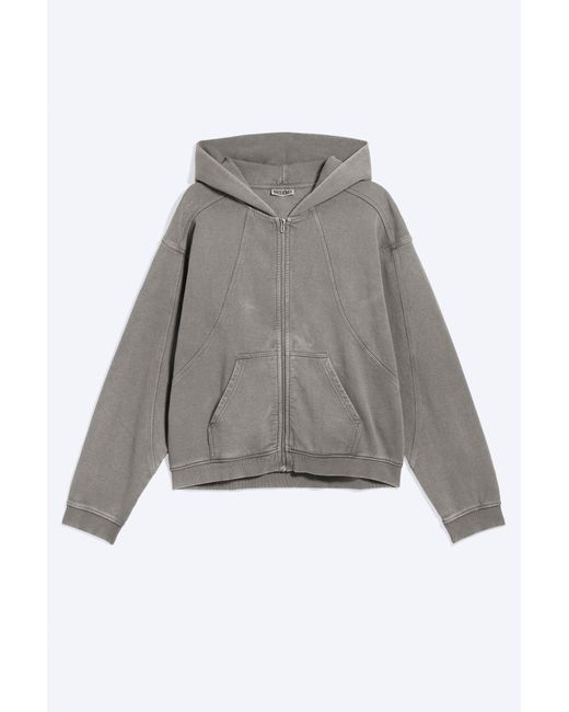Weekday Gray Boxy Zip Hoodie for men
