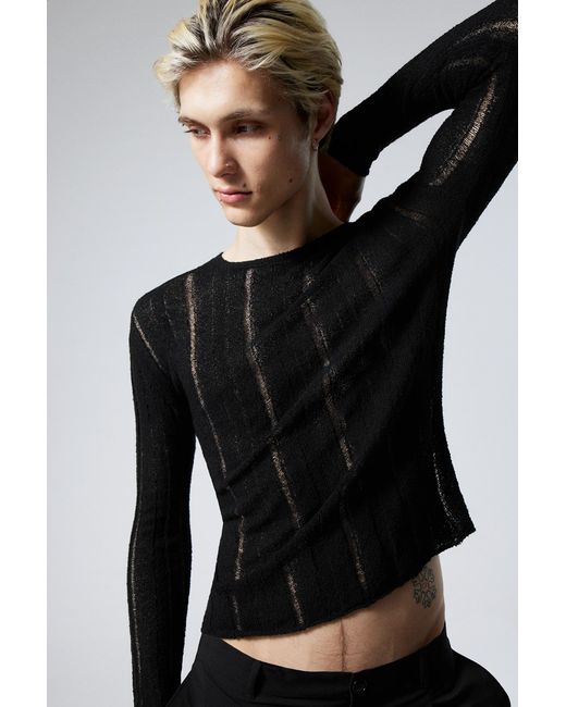 Weekday Black Slim Sheer Knitted Sweater for men