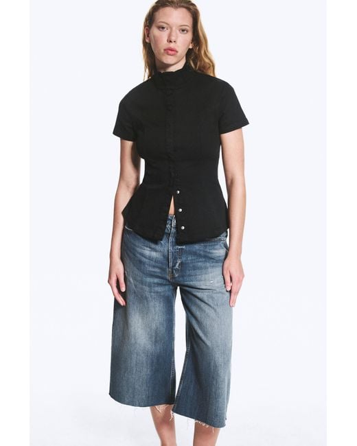 Weekday Blue Fitted Cotton Top