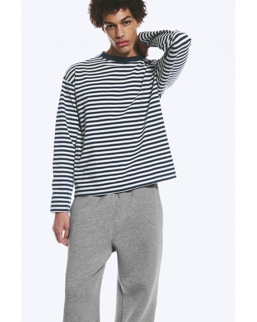 Weekday Blue Loose Boxy Long-Sleeved T-Shirt for men