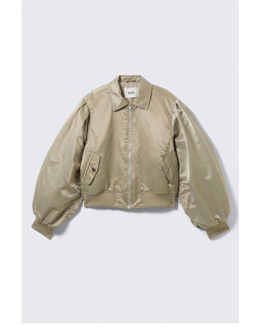Monki Blue Yulia B Loose Nylon Bomber Jacket