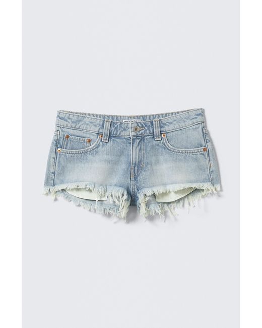 Weekday Blue Venus Frayed Low Rise Denim Hotpants