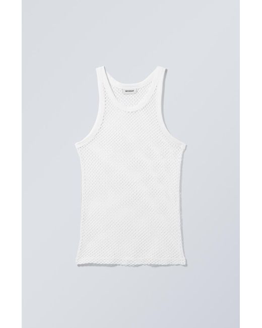 Weekday White Mesh Tank Top for men