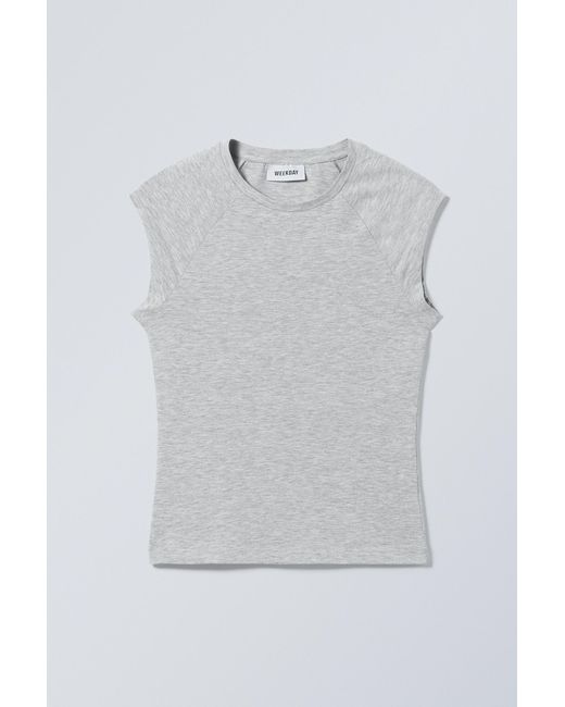 Weekday Gray Short Sleeve Fitted Top