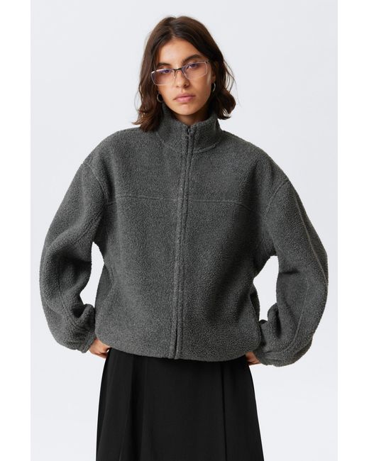 Weekday Gray Fleece Zip Jacket