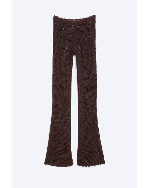 Monki Brown Flared Crochet Trousers