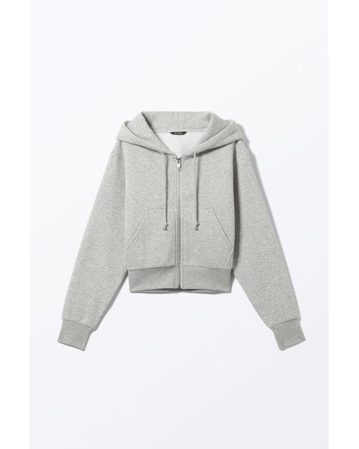Monki Gray Verkürzter Zip-Hoodie