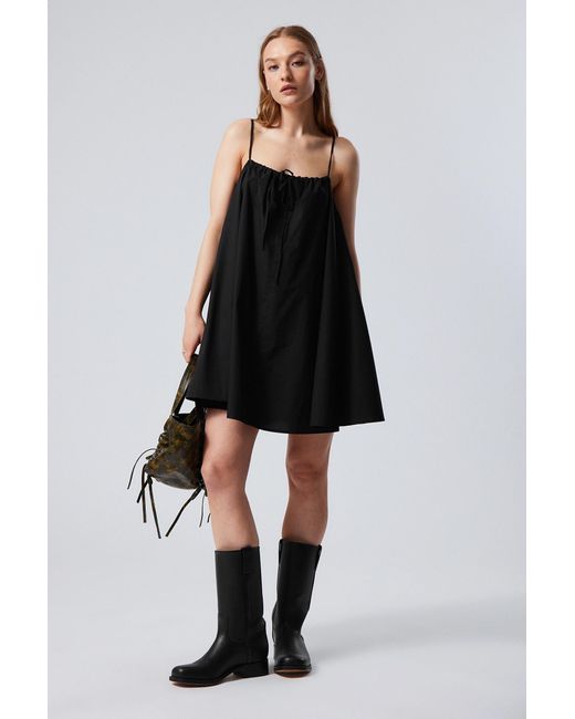 Weekday Black Mini Cotton Dress