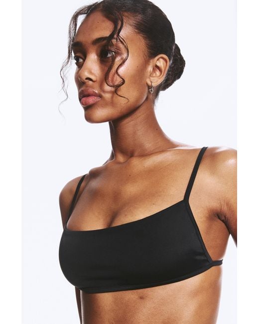 Weekday Black Square Neck Strappy Bikini Top