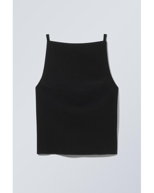 Weekday Black Fleur Suiting Open Back Top