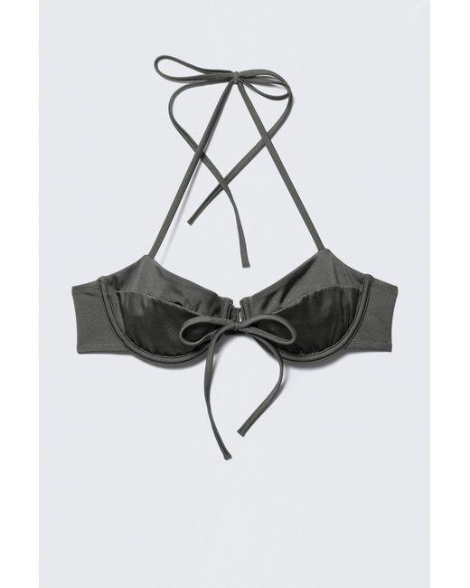 Weekday Black Strappy Wired Halter Bikini Top