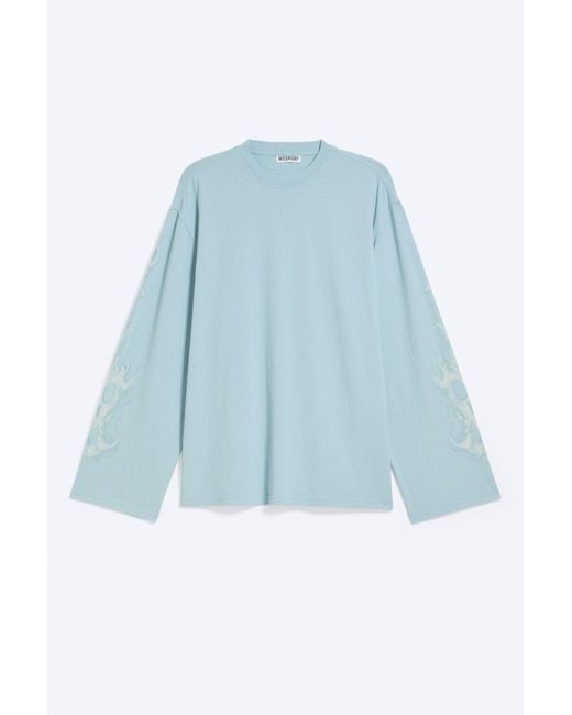 Weekday Blue Oversized Graphic Long-Sleeve