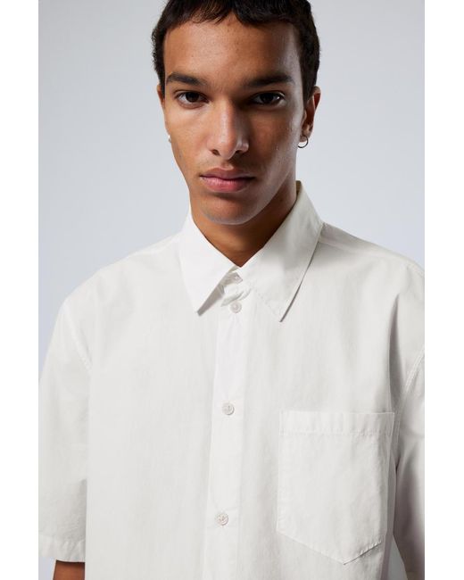 Weekday White Cropped Short Sleeve Shirt for men
