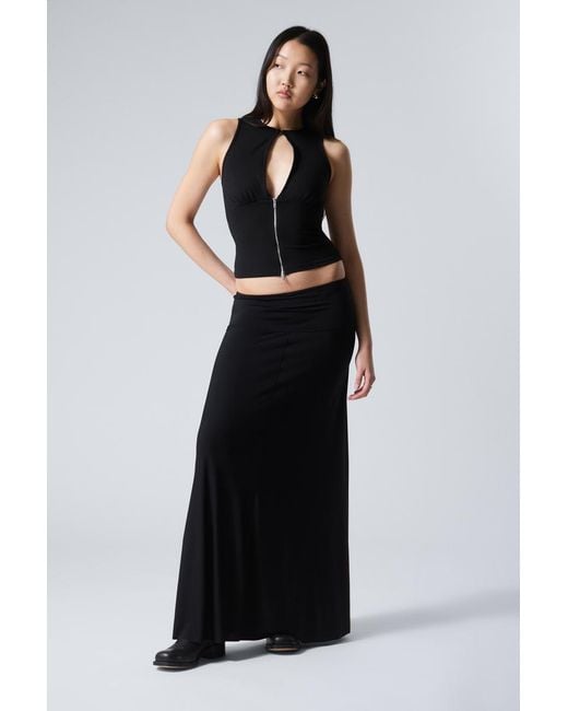 Weekday Black Maxi Jersey Skirt