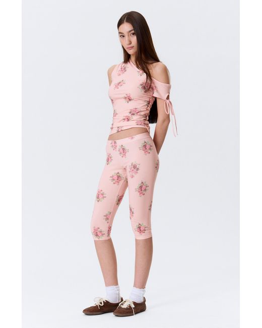 Monki Pink Soft Mid Rise Capri Leggings