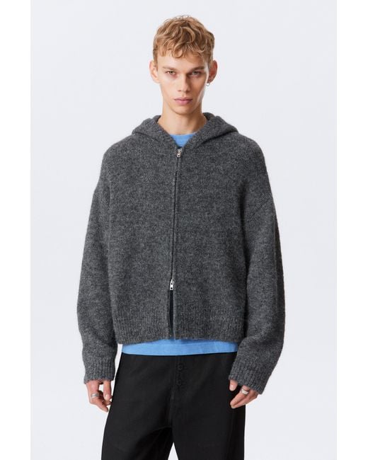 Weekday Gray Knitted Boxy Wool-Blend Zip Hoodie for men