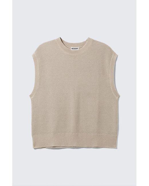 Weekday Natural Locker Geschnittene Strickweste Aus Baumwolle