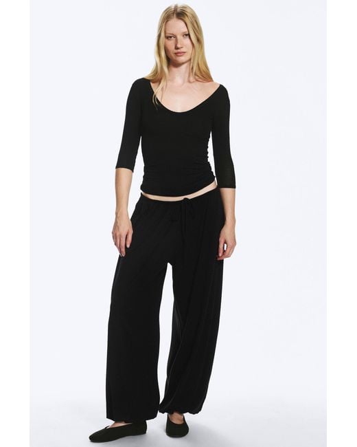 Weekday Black Soft Mid-Rise Balloon Trousers