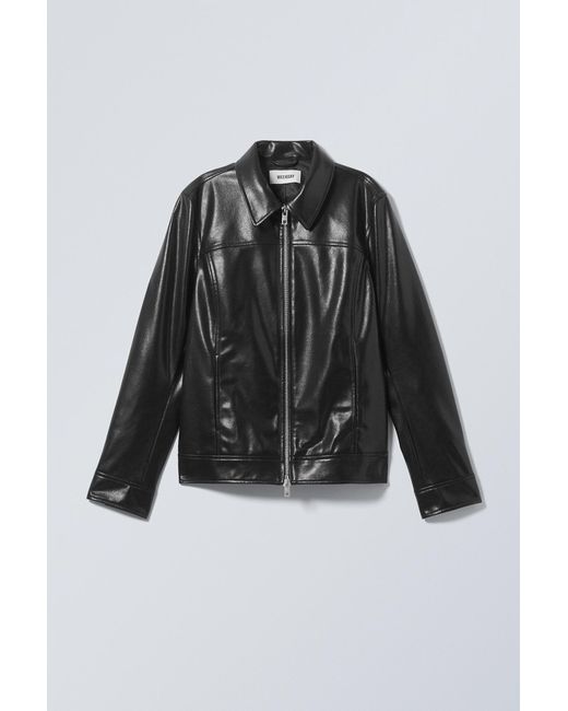Weekday Black Regular Fit Faux Leather Jacket