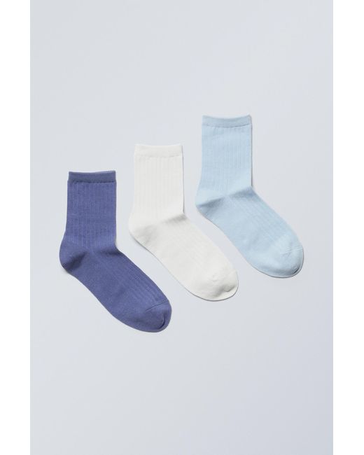 Weekday Blue 3-pack Bella Short Sock