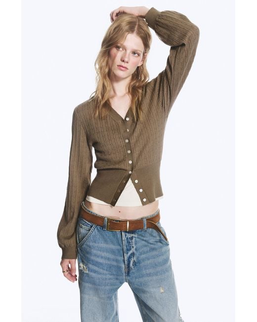 Monki Blue Knitted V-Neck Cardigan